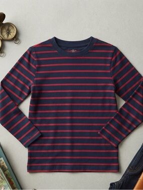 Carter’s Boys XS (4-5) Navy & Red Stripe Long Sleeve Tee